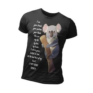 JACEE® Premium Cotton Unisex T-Shirt – Koala Print (Black) - XL