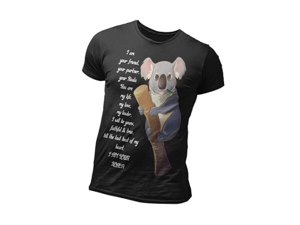 JACEE® Premium Cotton Unisex T-Shirt – Koala Print (Black) - XL