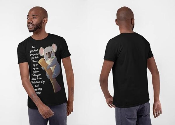 JACEE® Premium Cotton Unisex T-Shirt – Koala Print (Black) - XL - Image 3